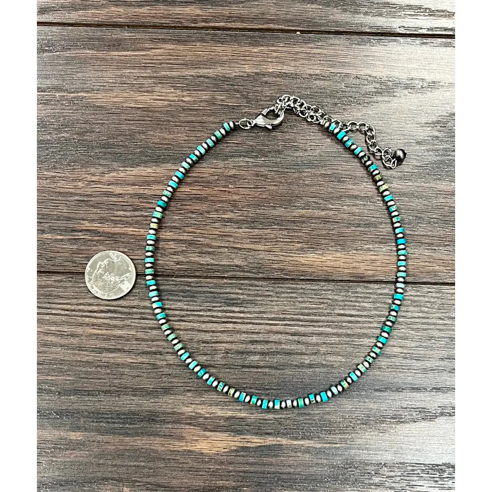 4mm Flat Faux Turquoise Neclace