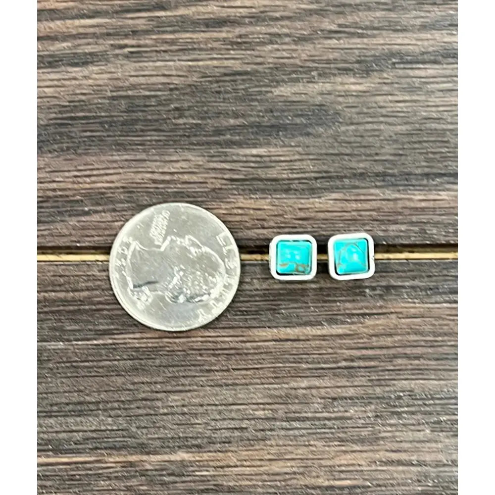 6mm Square Turquoise Studs