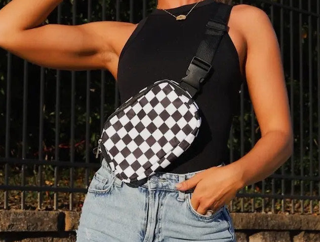 Black Checkered Bum Bag