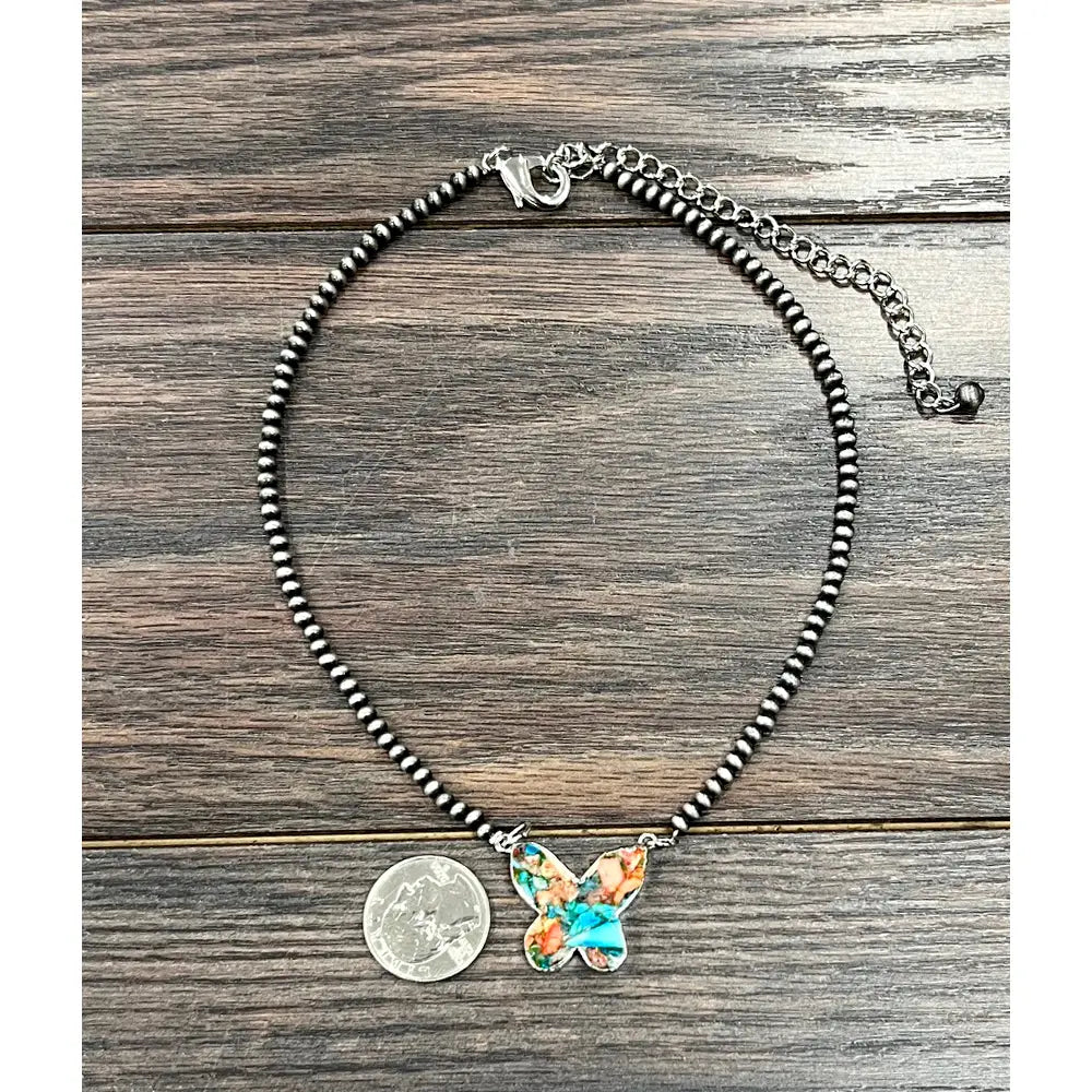 Mixed Stone Butterfly Navajo Necklace