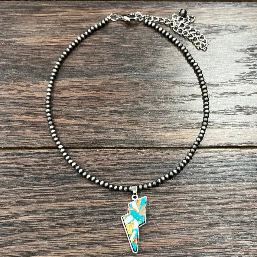 Mixed Turquoise Navajo Bolt Necklace