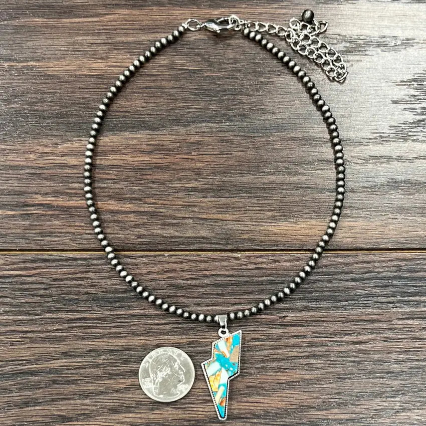Mixed Turquoise Navajo Bolt Necklace