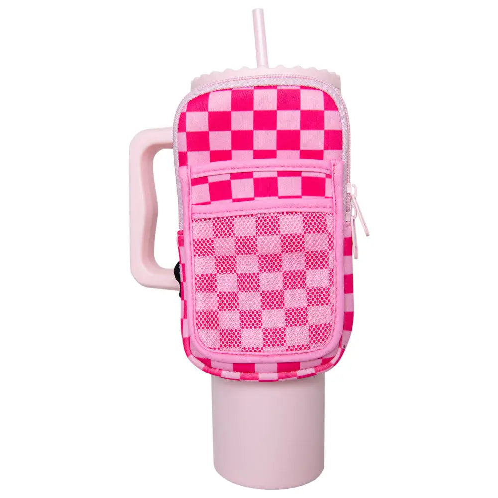 Pink Checkered Tumbler Pouch