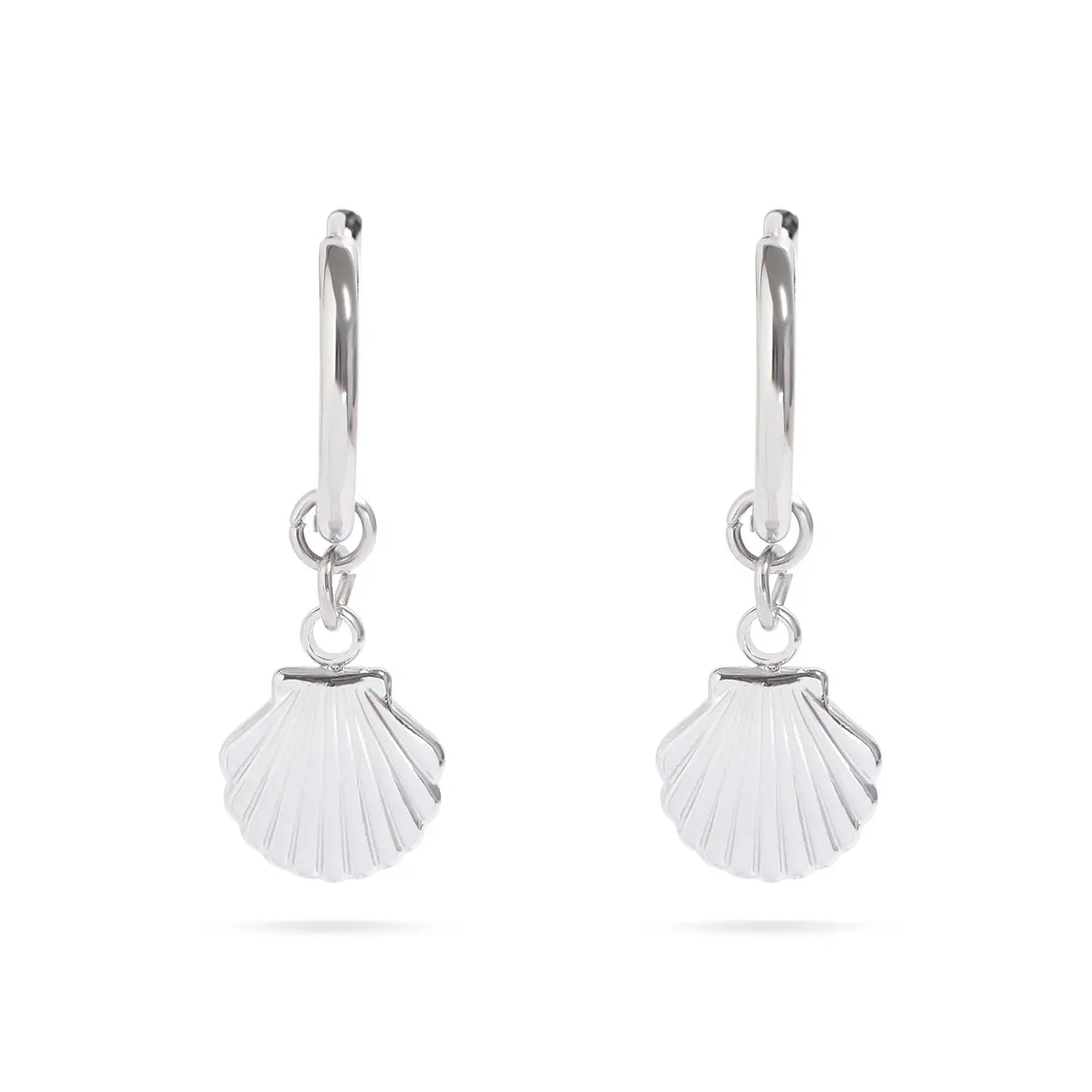 Shell Pendant Huggie Hoop Earrings