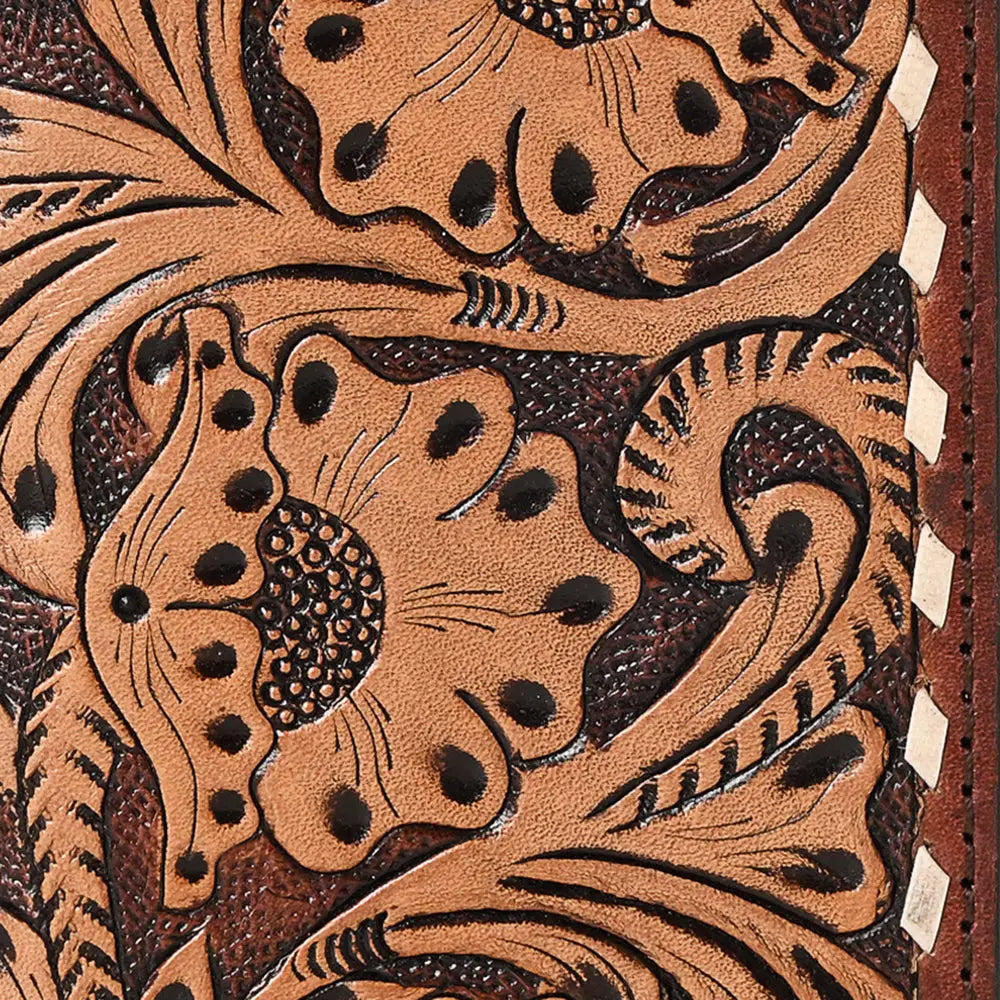 White Buck Stitch Tooled Wallet