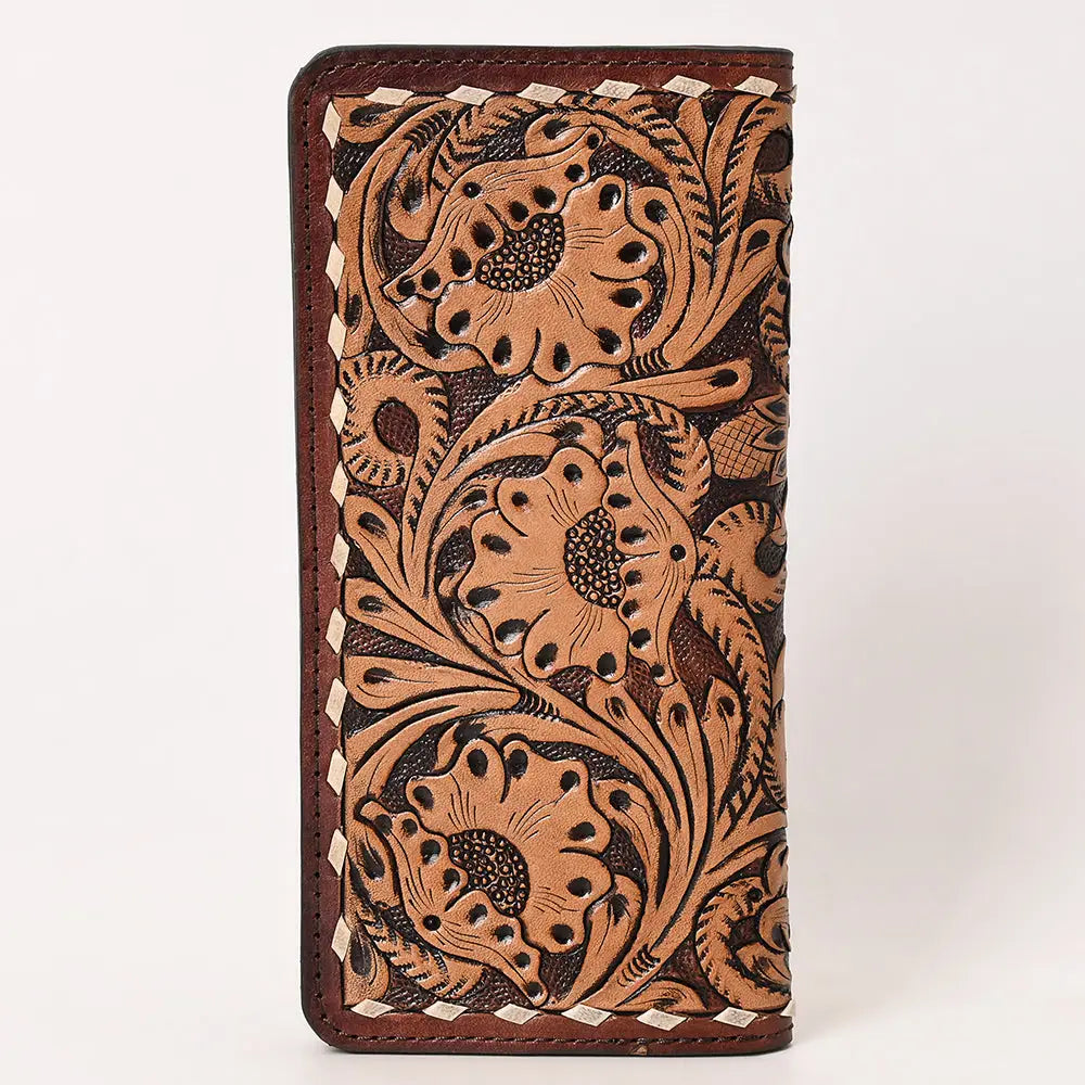 White Buck Stitch Tooled Wallet