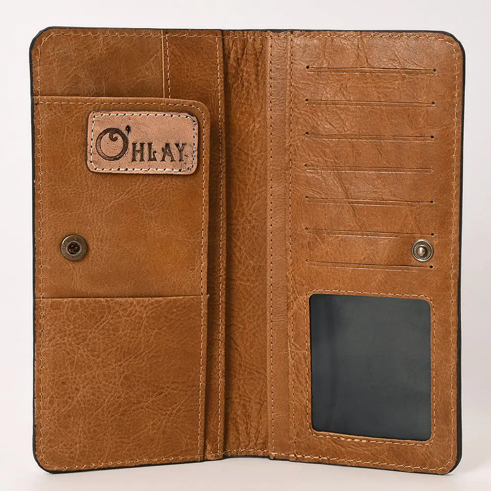 White Buck Stitch Tooled Wallet