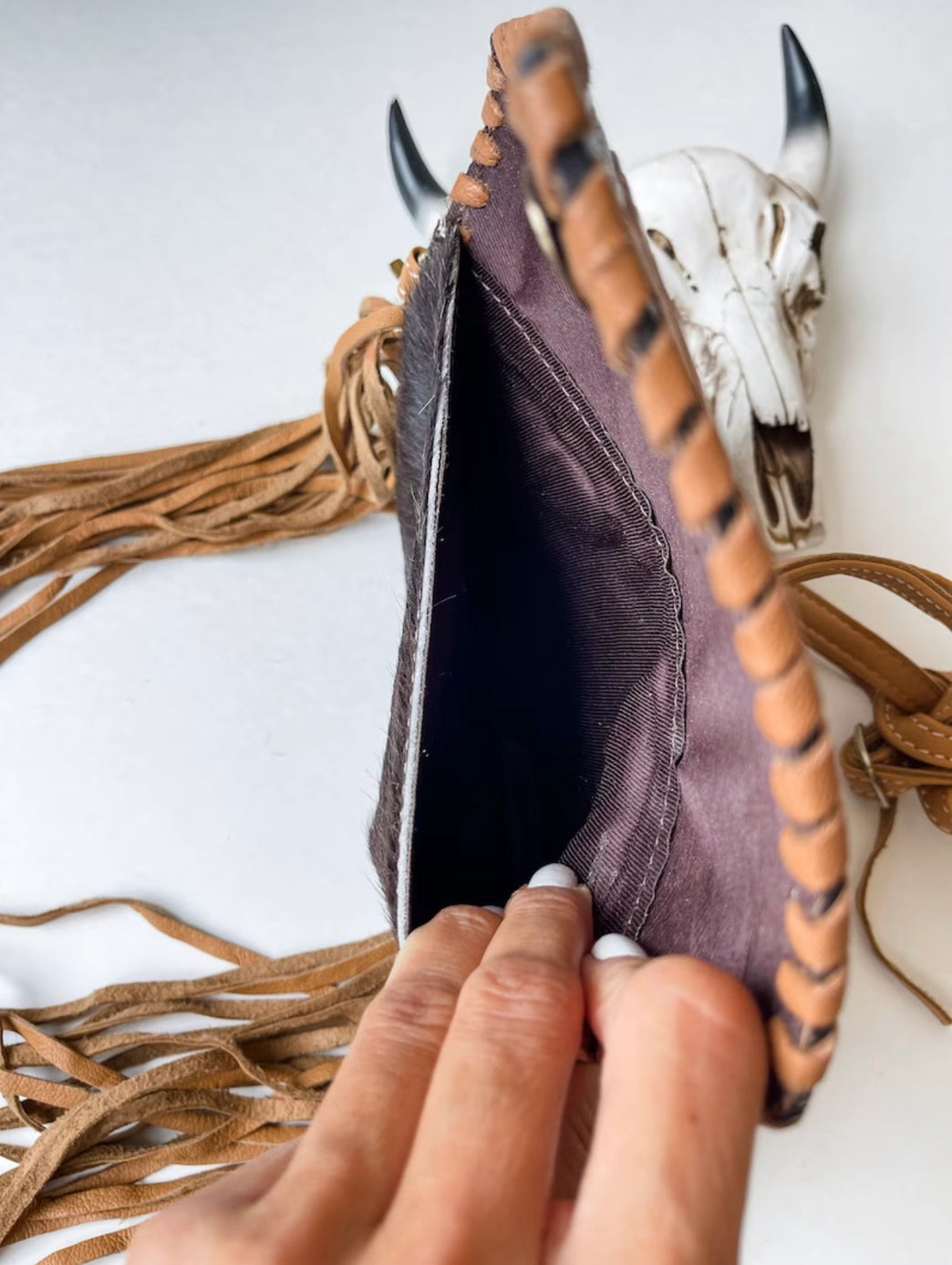 Tooled Red Fringe Crossbody Purse