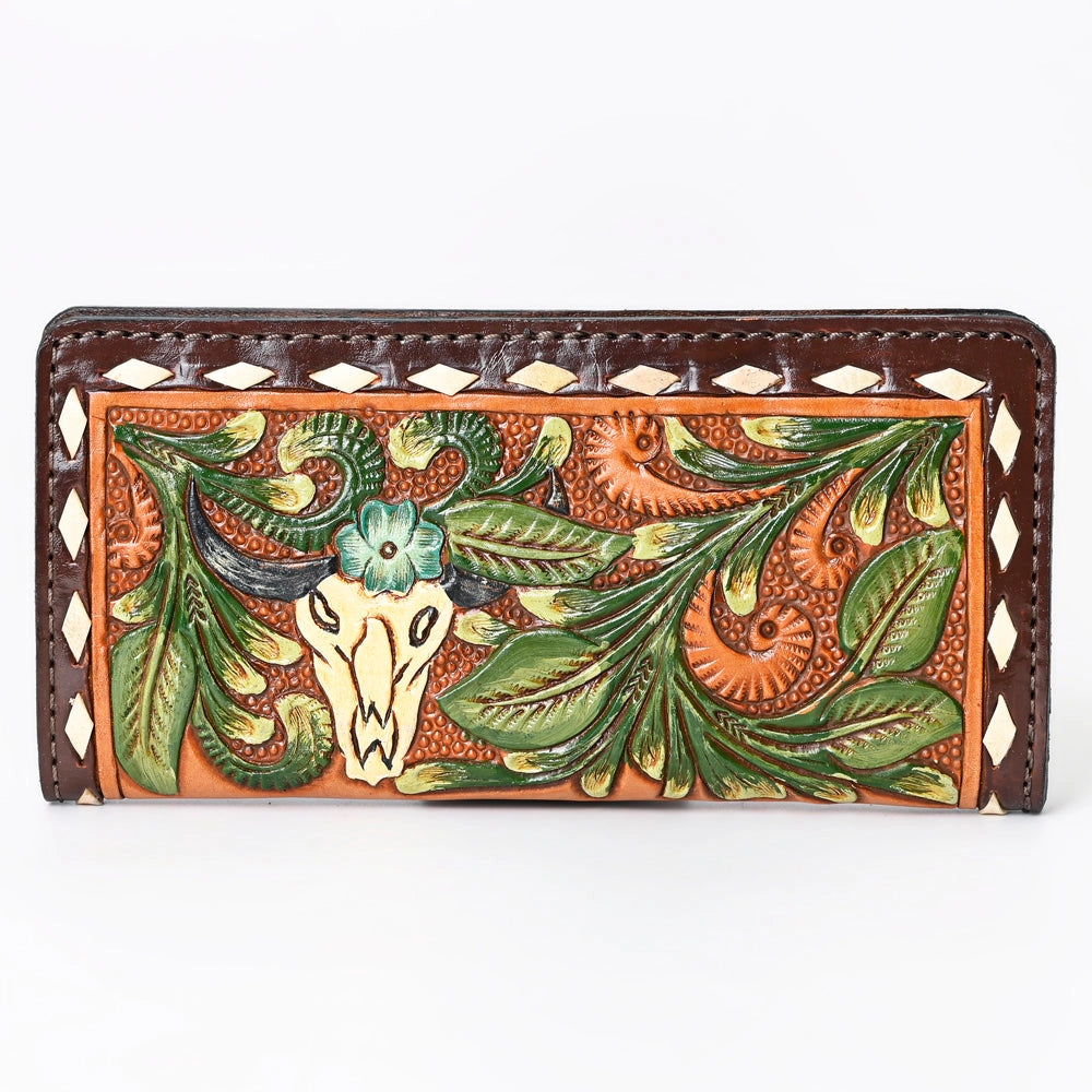 Bull Skull Tooled Leather Wallet