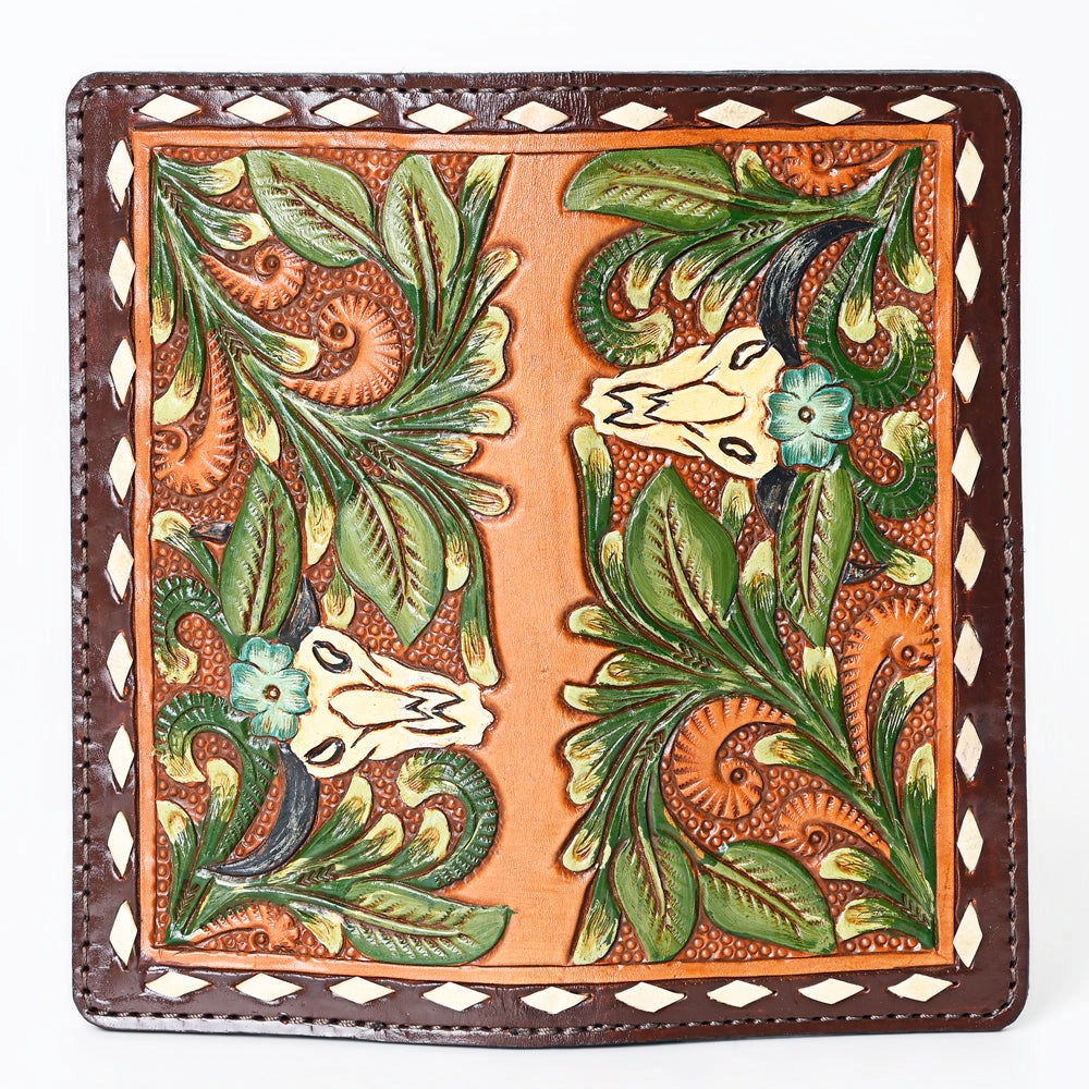 Bull Skull Tooled Leather Wallet