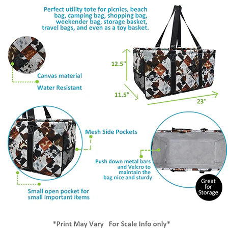 Patchwork Cowprint Haul-It-All Tote