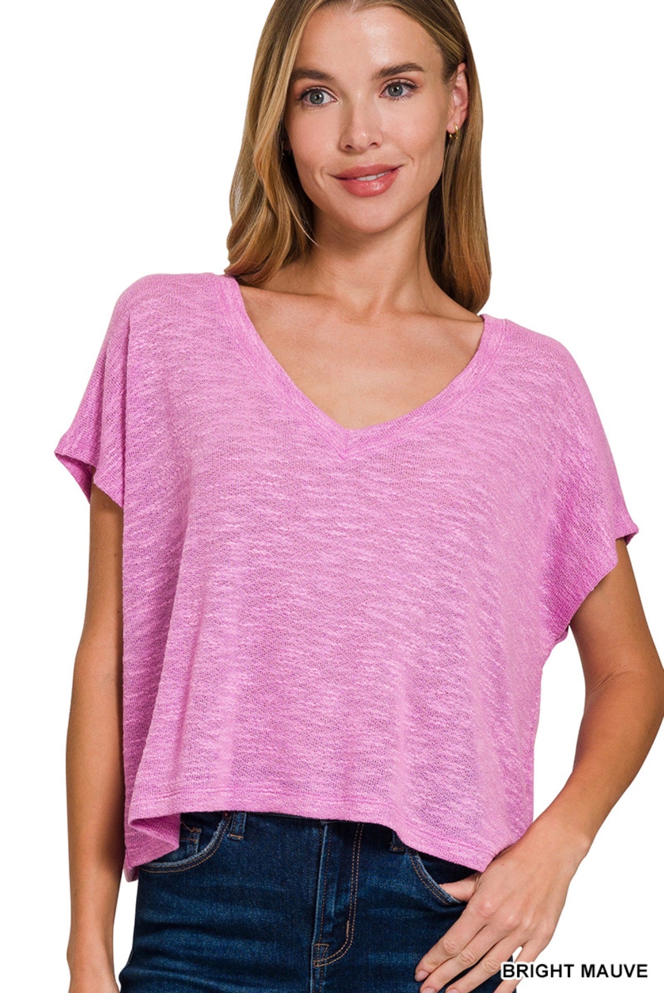 V-Neck Drop Shoulder Top