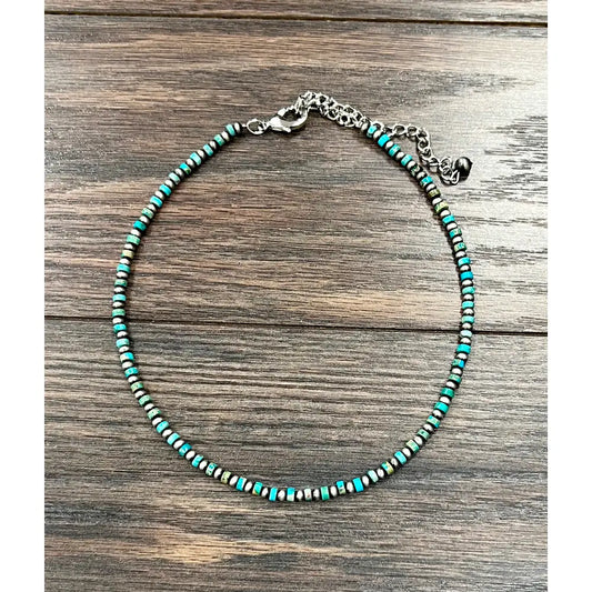 4mm Flat Faux Turquoise Neclace