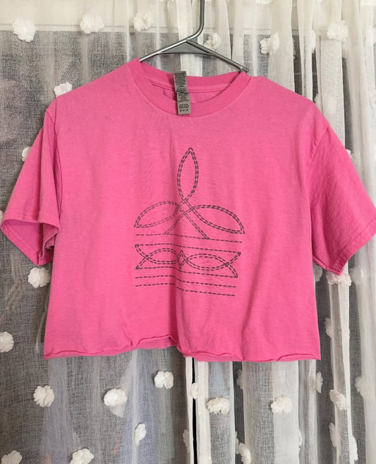 Cropped Boot Stitch Tee (Medium)