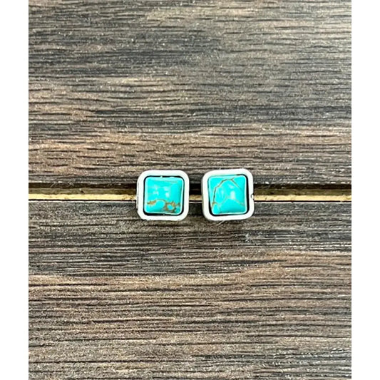 6mm Square Turquoise Studs