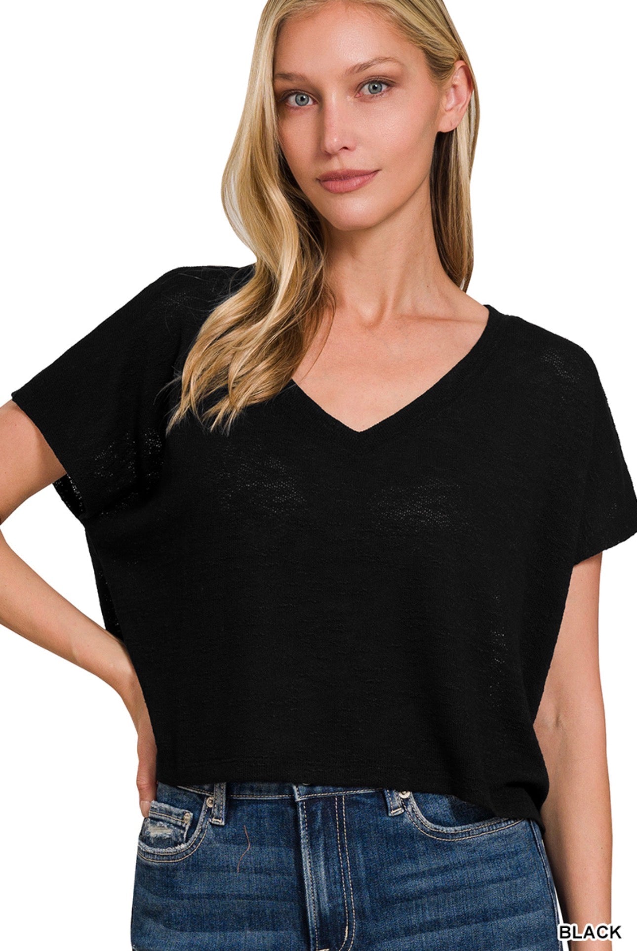 V-Neck Drop Shoulder Top