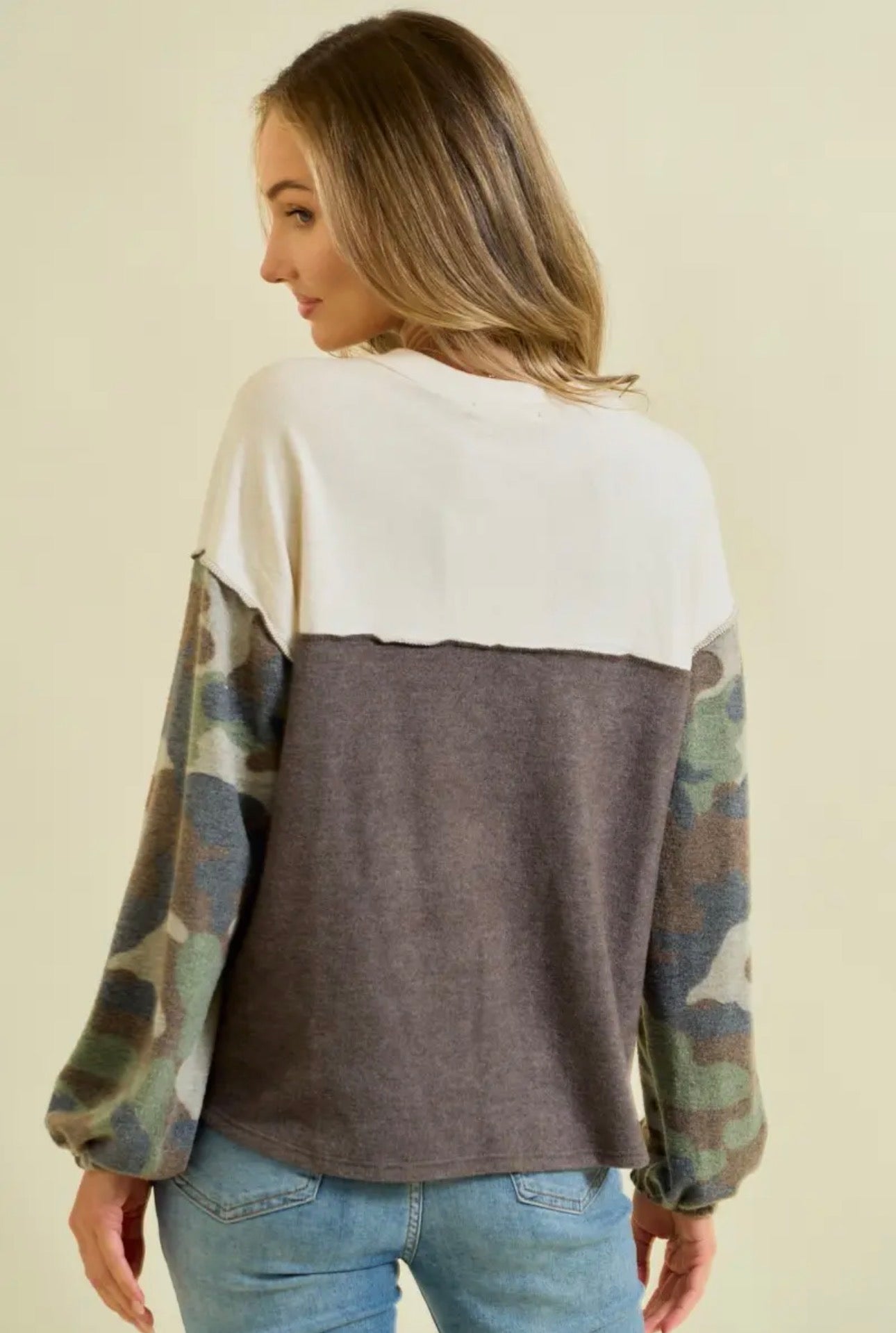 Camo Color Block Top