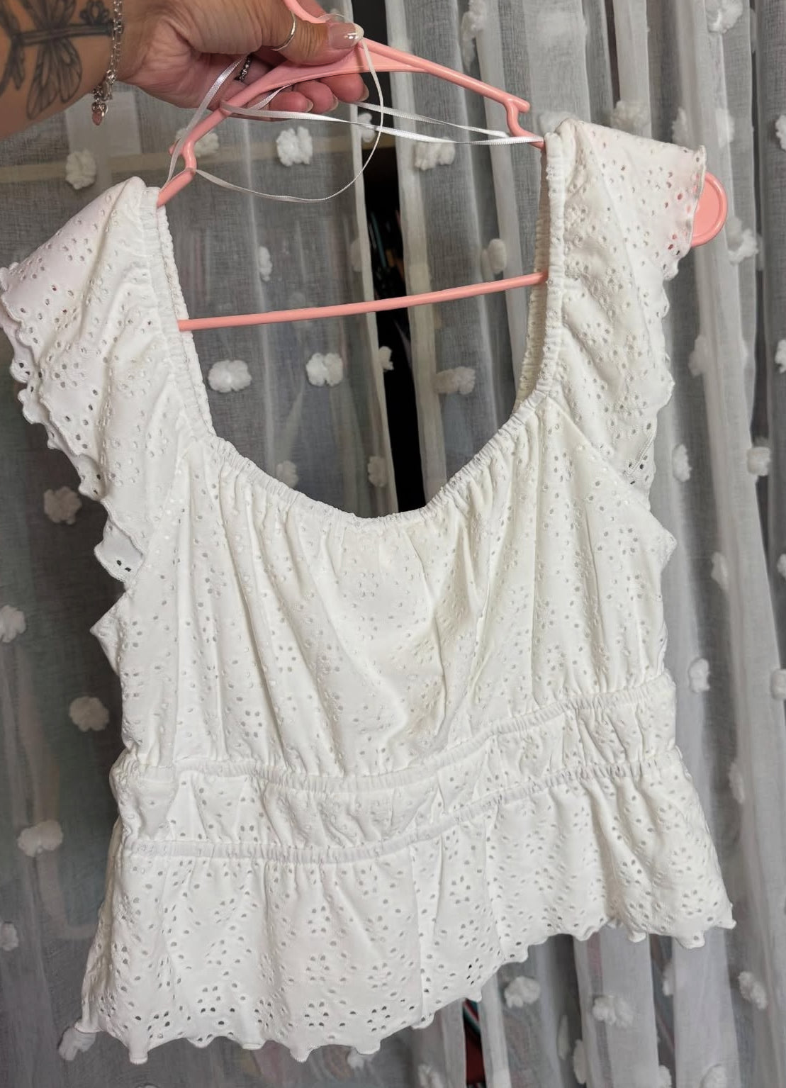 White Eyelet Top (Large)