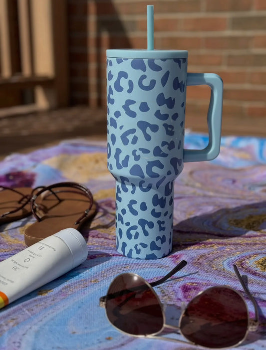 Aqua Leopard 40oz Tumbler