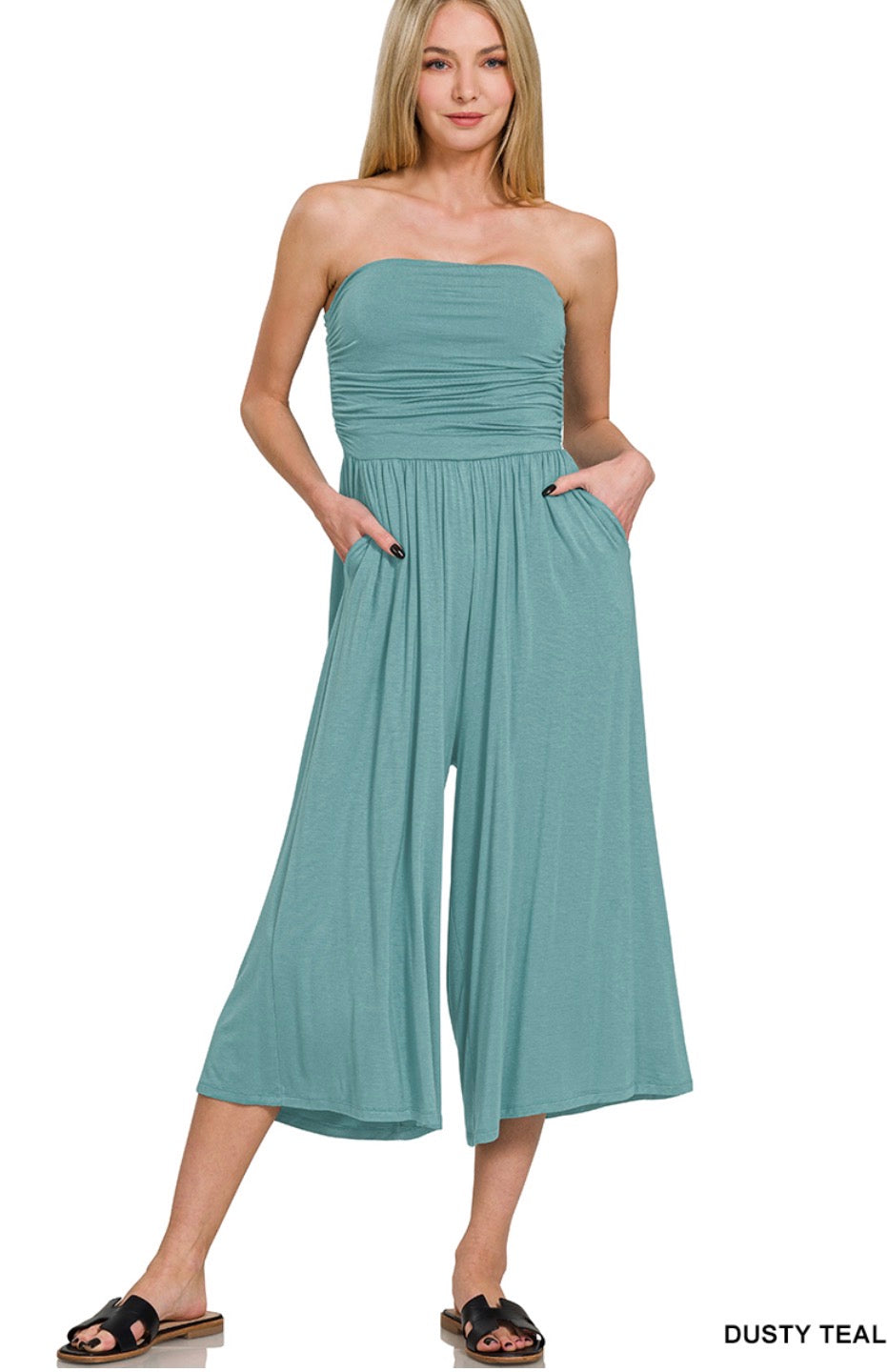 Cropped Strapless Jumpsuit