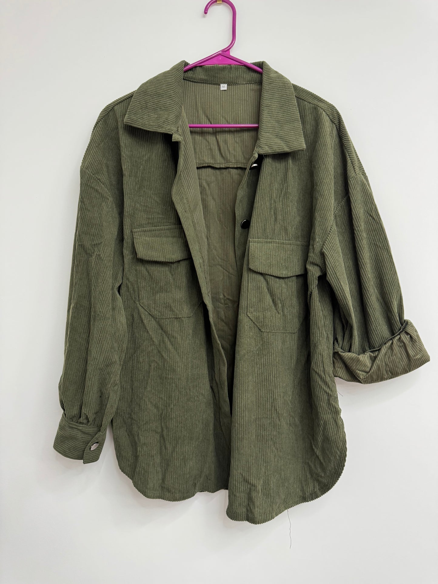 Green Corduroy Shacket (M)￼