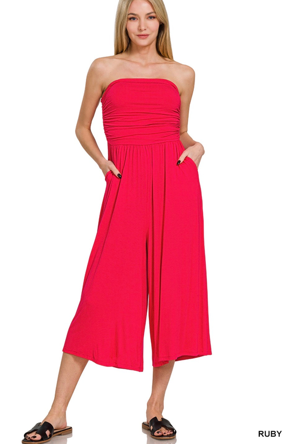 Cropped Strapless Jumpsuit