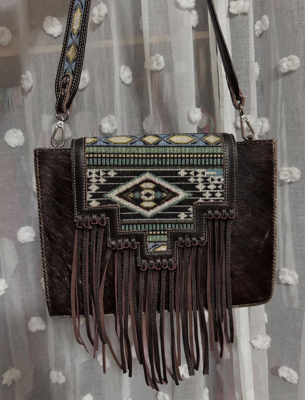 Fringe Cowhide Crossbody