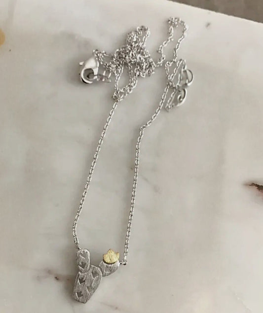 Dainty Two Toned Cactus Necklace