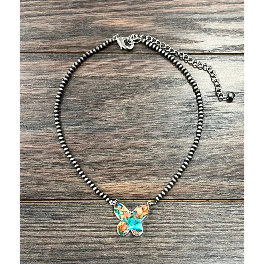 Mixed Stone Butterfly Navajo Necklace