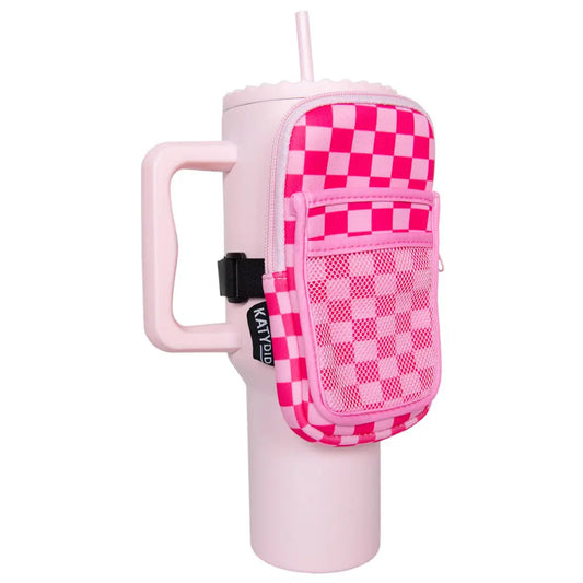 Pink Checkered Tumbler Pouch