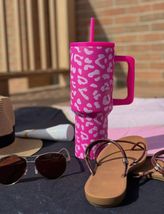 Hot Pink Leopard 40oz Tumbler