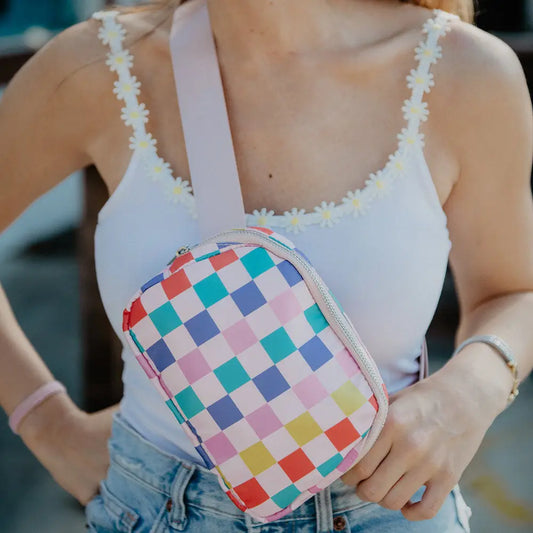 Multi-color Checkered Bum Bag