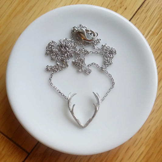 Silver Antler Necklace