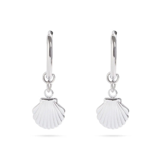 Shell Pendant Huggie Hoop Earrings