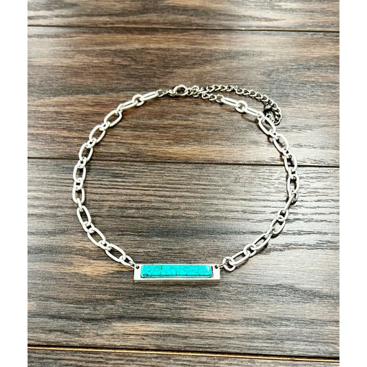 Faux Turquoise Bar Necklace