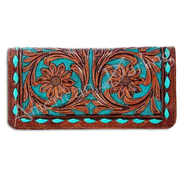 Turquoise Tooled Leather Wallet
