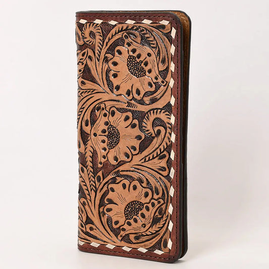 White Buck Stitch Tooled Wallet