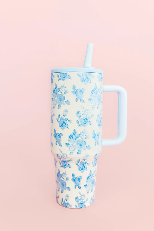 Blue Floral Tumbler