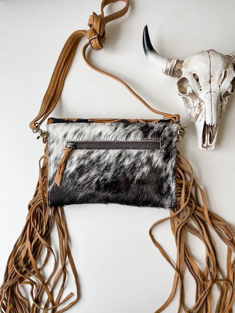 Tooled Red Fringe Crossbody Purse