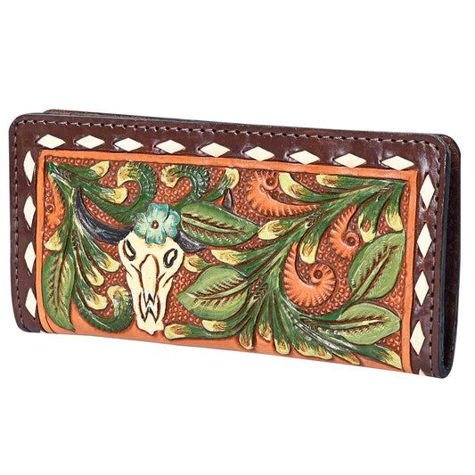 Bull Skull Tooled Leather Wallet