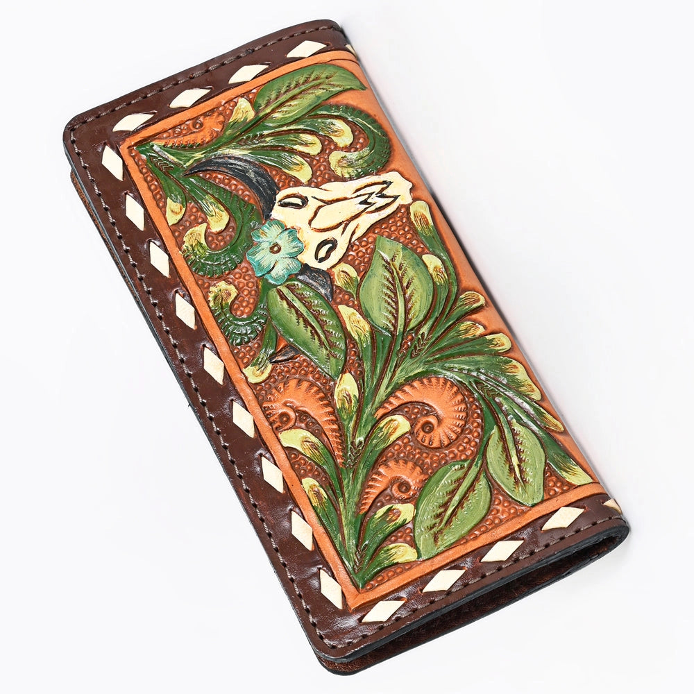 Bull Skull Tooled Leather Wallet