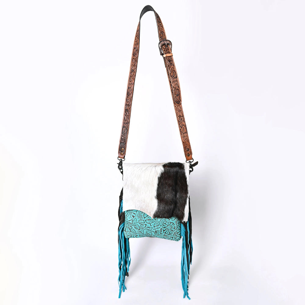 Turquoise Cowhide Fringe Crossbody